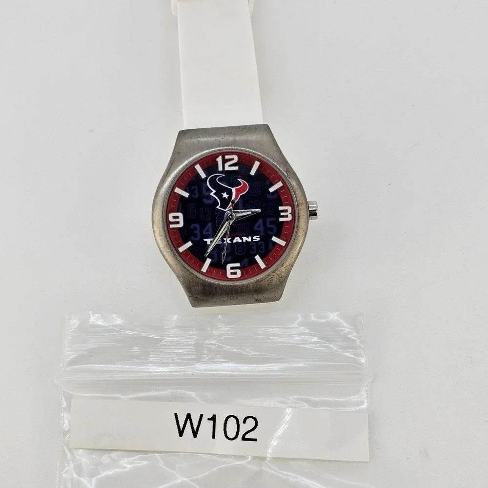 Houston‎ Texans NFL Men's Watch 40MM Black Dial White Plastic Bands New Battery